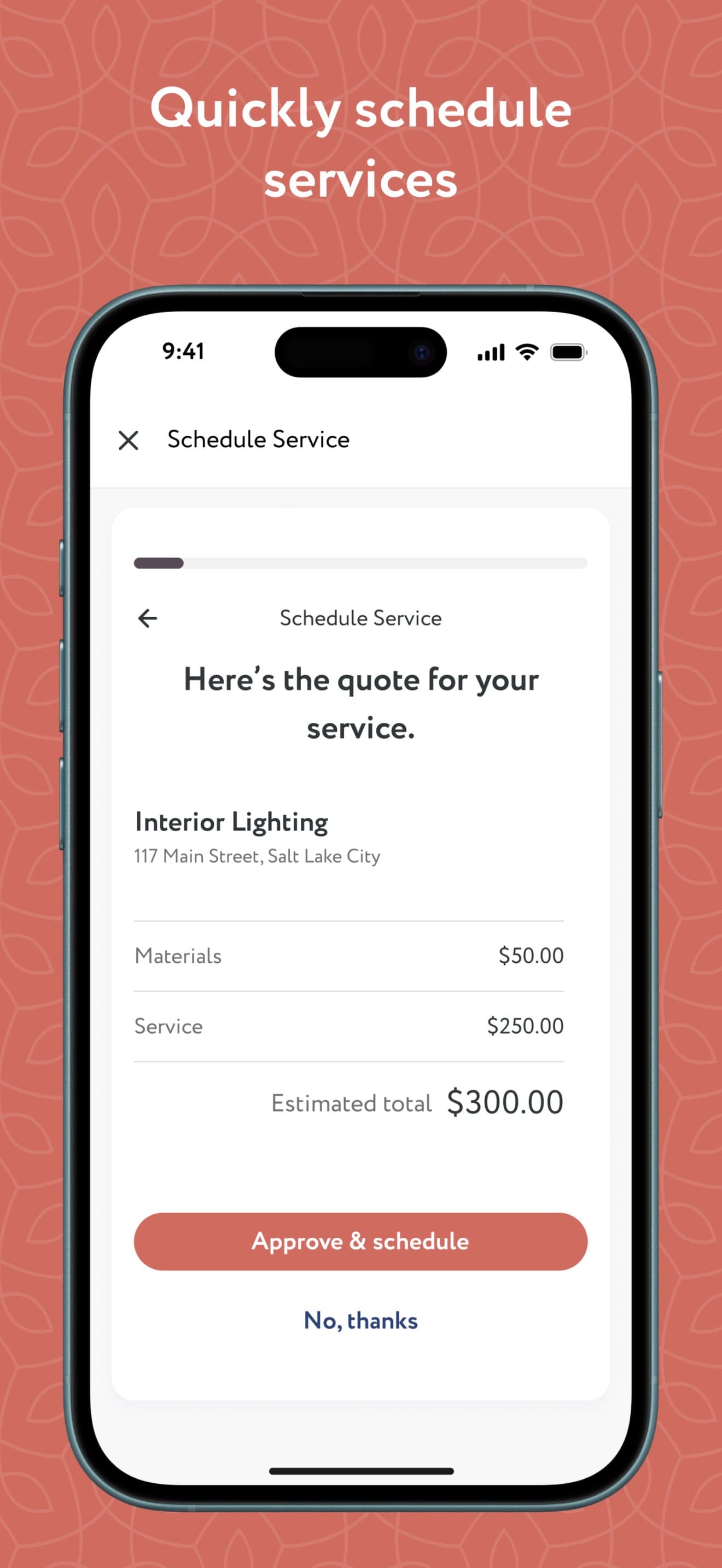 One Home Solution client app - service scheduling